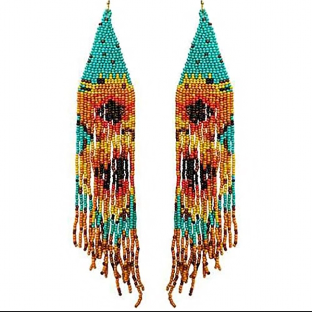 🚨SOLD🚨NEW Sunflower Seed Bead Earrings - Picture 2 of 2